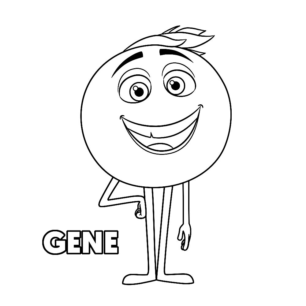 Coloriage Gene du Monde Secret des Emojis souriant joyeux - Le Monde secret des Emojis à imprimer